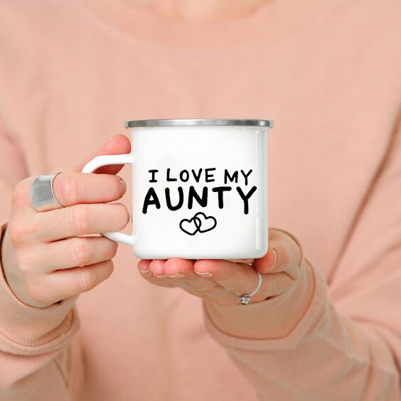 Auntie Announcement Enamel Mugs